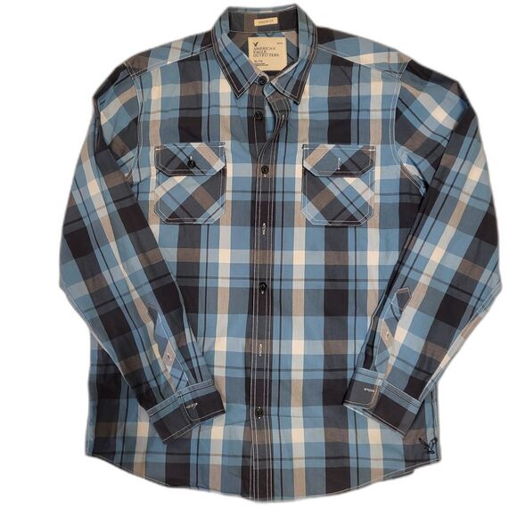 AE Athletic Fit Plaid Button-Up Shirt - Picture 2 of 4